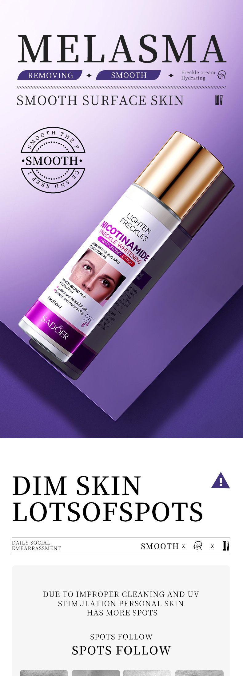 SADOER Niacinamide Refreshing Moisturizing Lotion Cross-border export pic 1