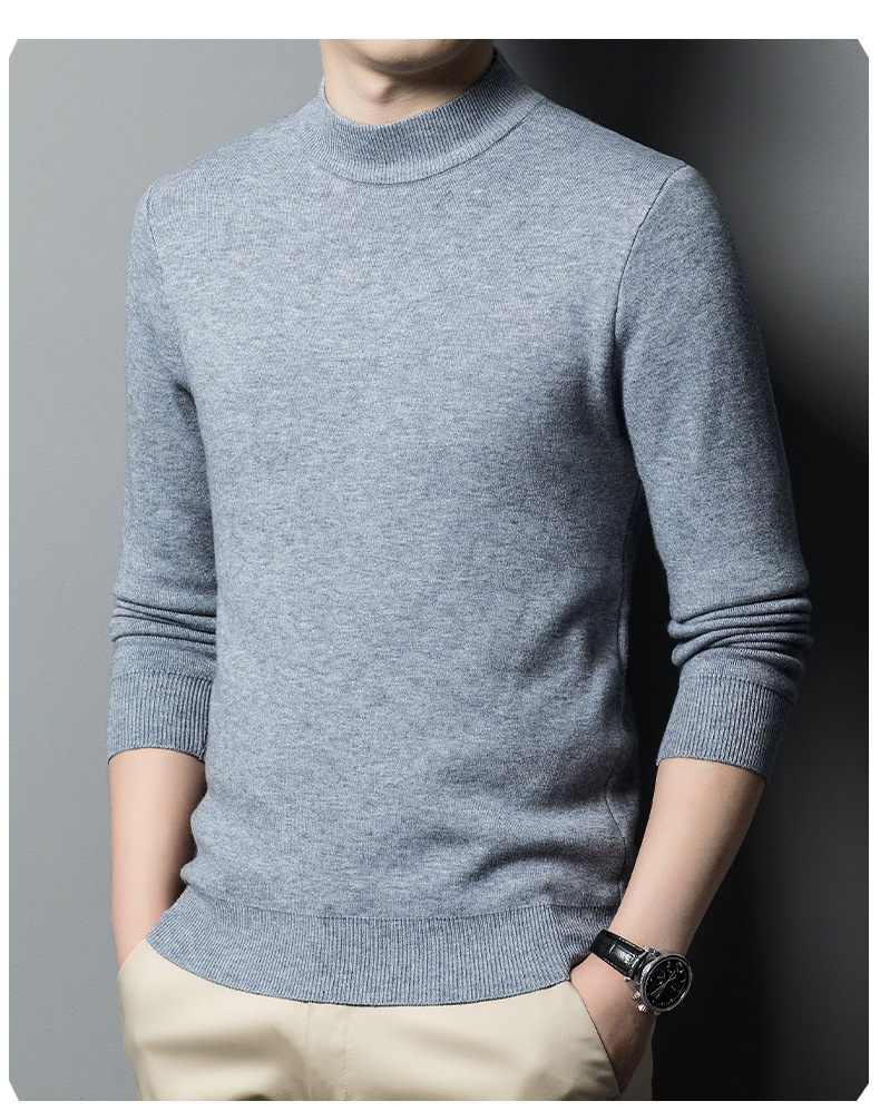 Imitación cashmere otoño invierno hombre suéter de cuello medio alto hombre joven slim legging jersey hombre pic 18