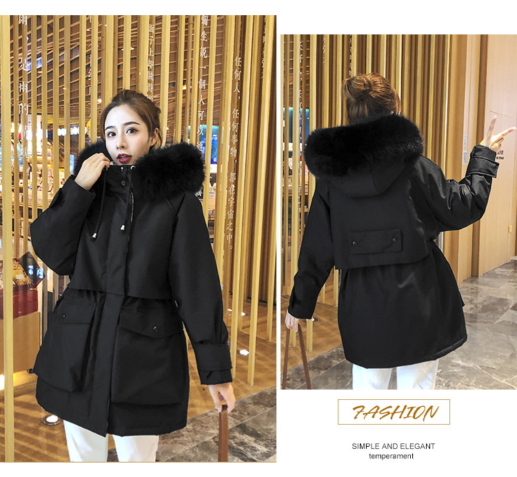 实拍羽绒棉服女小个子爆款中长款加厚韩版真毛领工装详情21