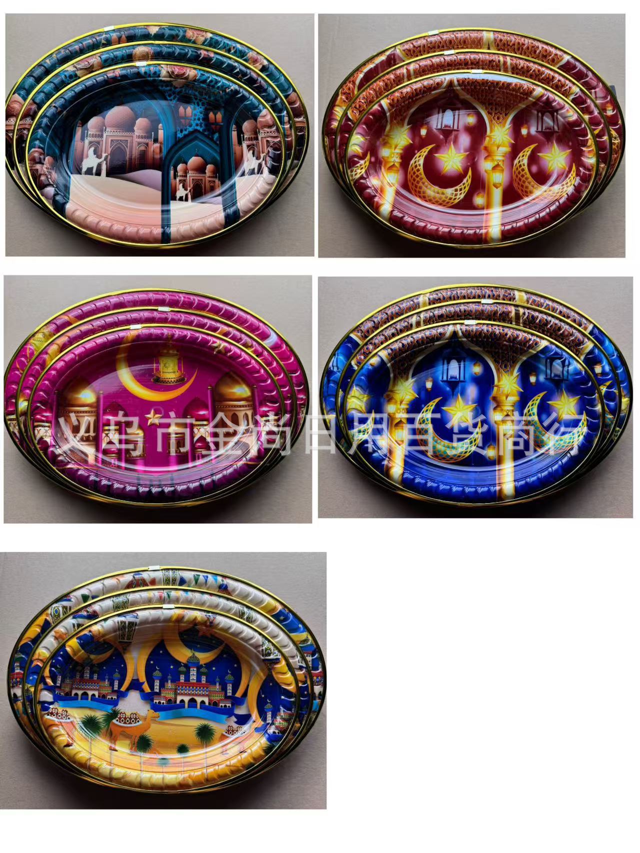Factory direct sales of new oval-shaped fruit platter with gold edge, butterfly Love Flower, flowing gold marble pattern flower paper fruit platter pic 3