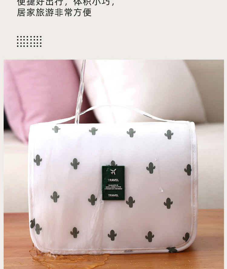 A modern, simple, waterproof travel bag with a large capacity and a hook for toiletries. It is a portable hand-held toiletries and cosmetics storage bag pic 4
