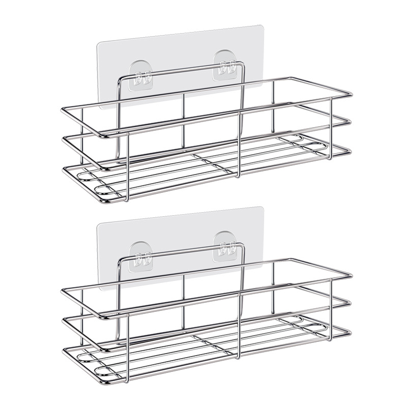 < Factory Direct Sale > Stainless steel bathroom rack set in stock, no need for drilling, with hooks, shower rack pic 8