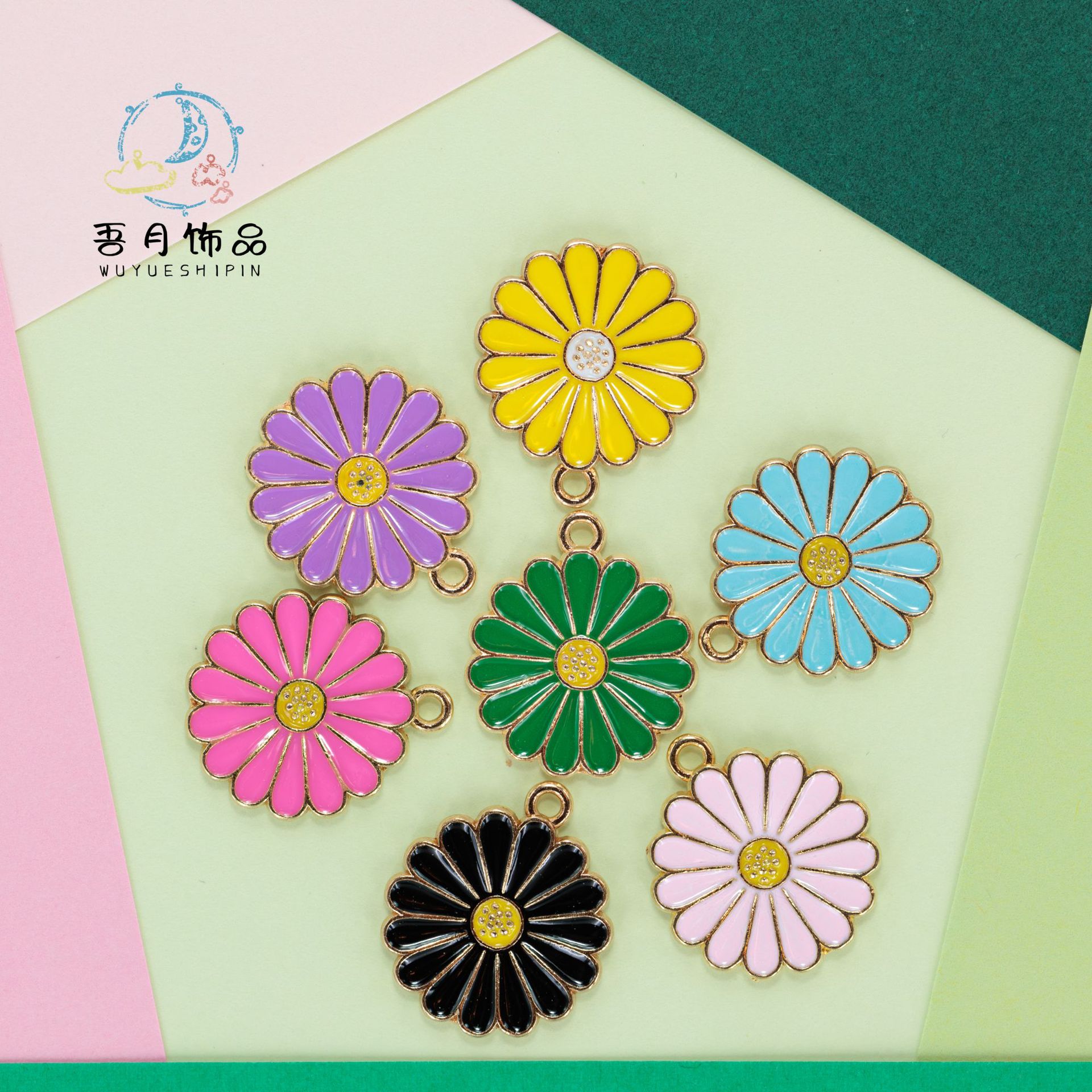 Daisy bracelets, necklaces, earrings, earrings, alloy oil-dripping accessories, handcrafted diy materials, accessories wholesale in Yiwu pic 10