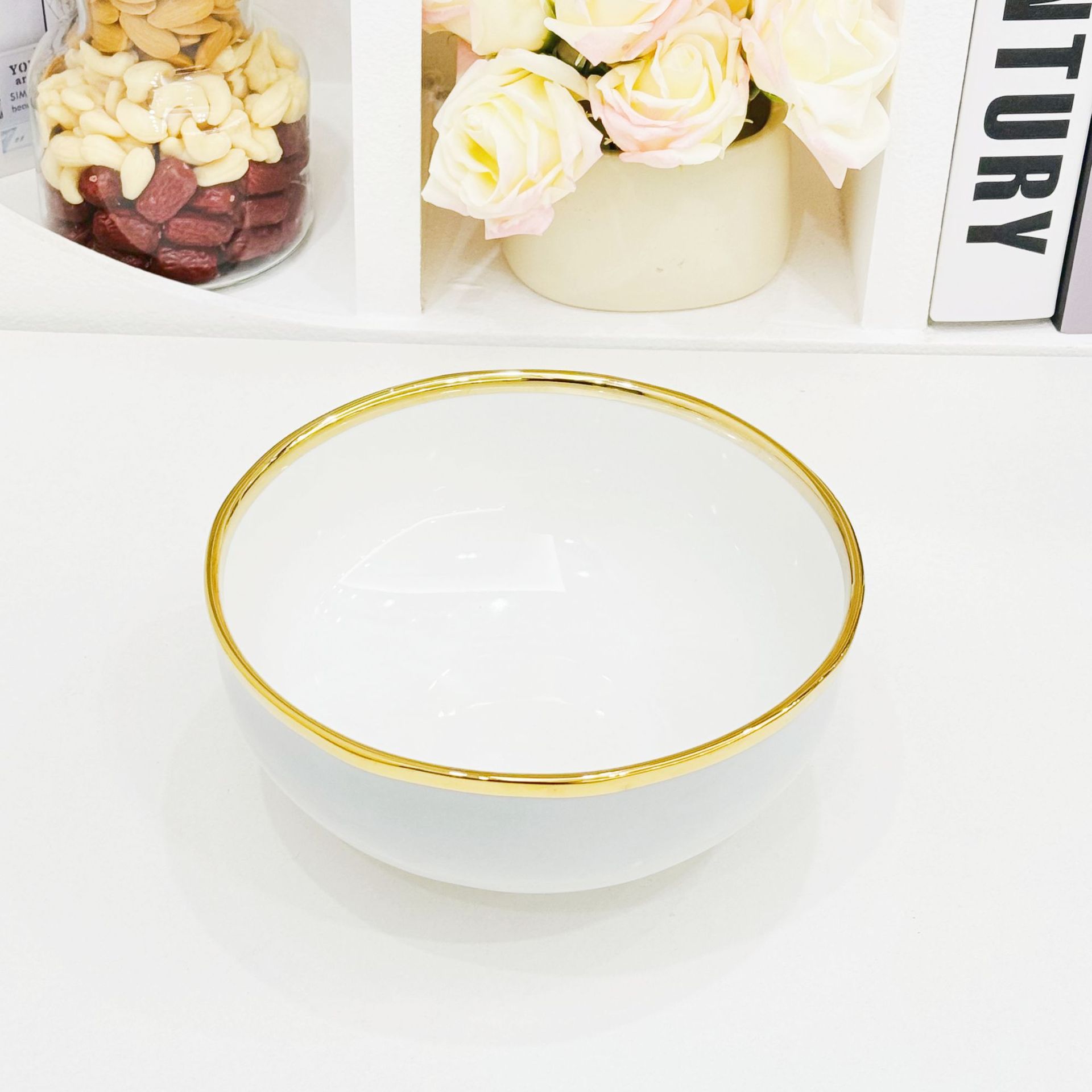 A set of household light luxury and high-end printed bowls, bone China 2024 new style, beautiful ceramic bowls, plates, bowls and tableware pic 14