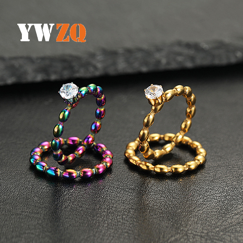 新款简约韩版细戒六爪玫瑰不锈钢戒指钛钢尾戒潮流极细单镶钻饰品详情10