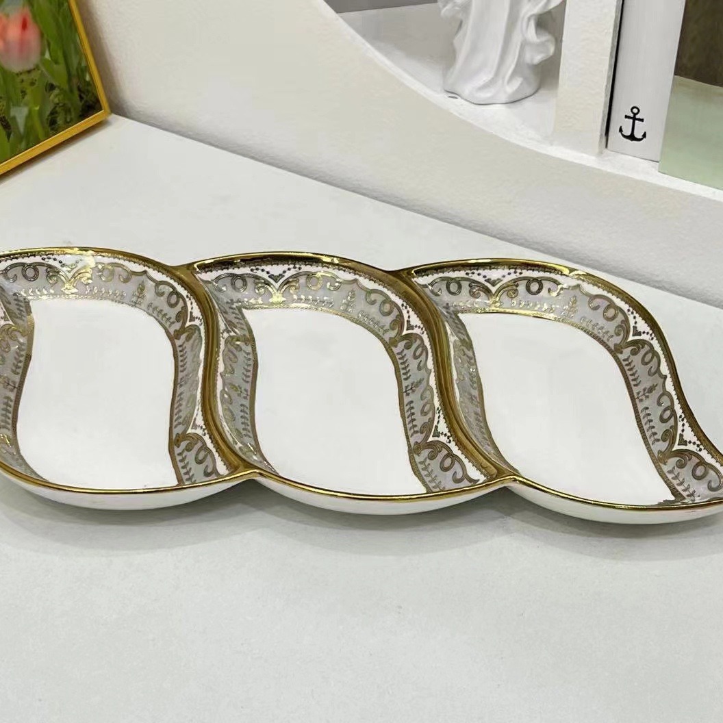A set of household light luxury and high-end printed bowls, bone China 2024 new style, beautiful ceramic bowls, plates, bowls and tableware pic 4