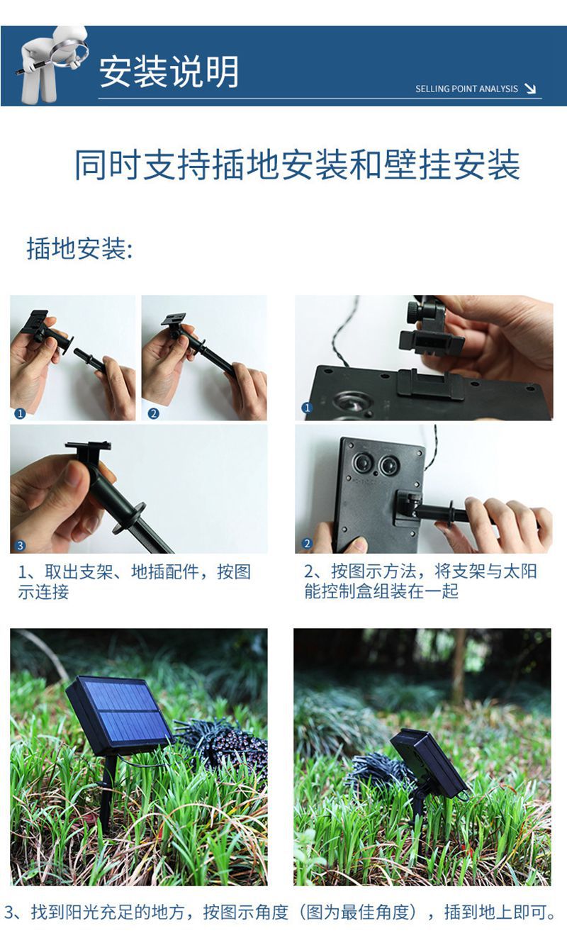 [procesamiento personalizado] control remoto solar led light string al aire libre waterproof garden yard decoration star string light pic 11