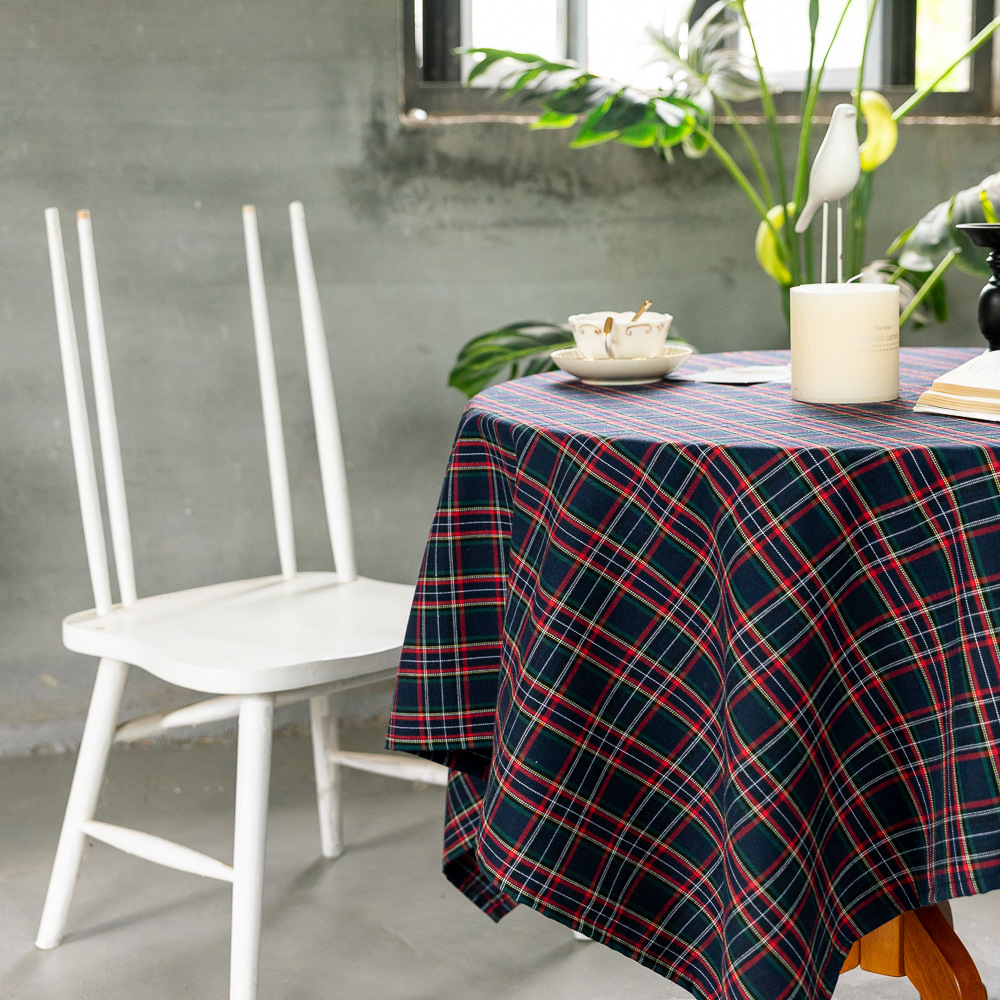 Cross-border Christmas holiday decoration table fabric, retro striped checkered cotton and linen restaurant party cover, Amazon pic 49