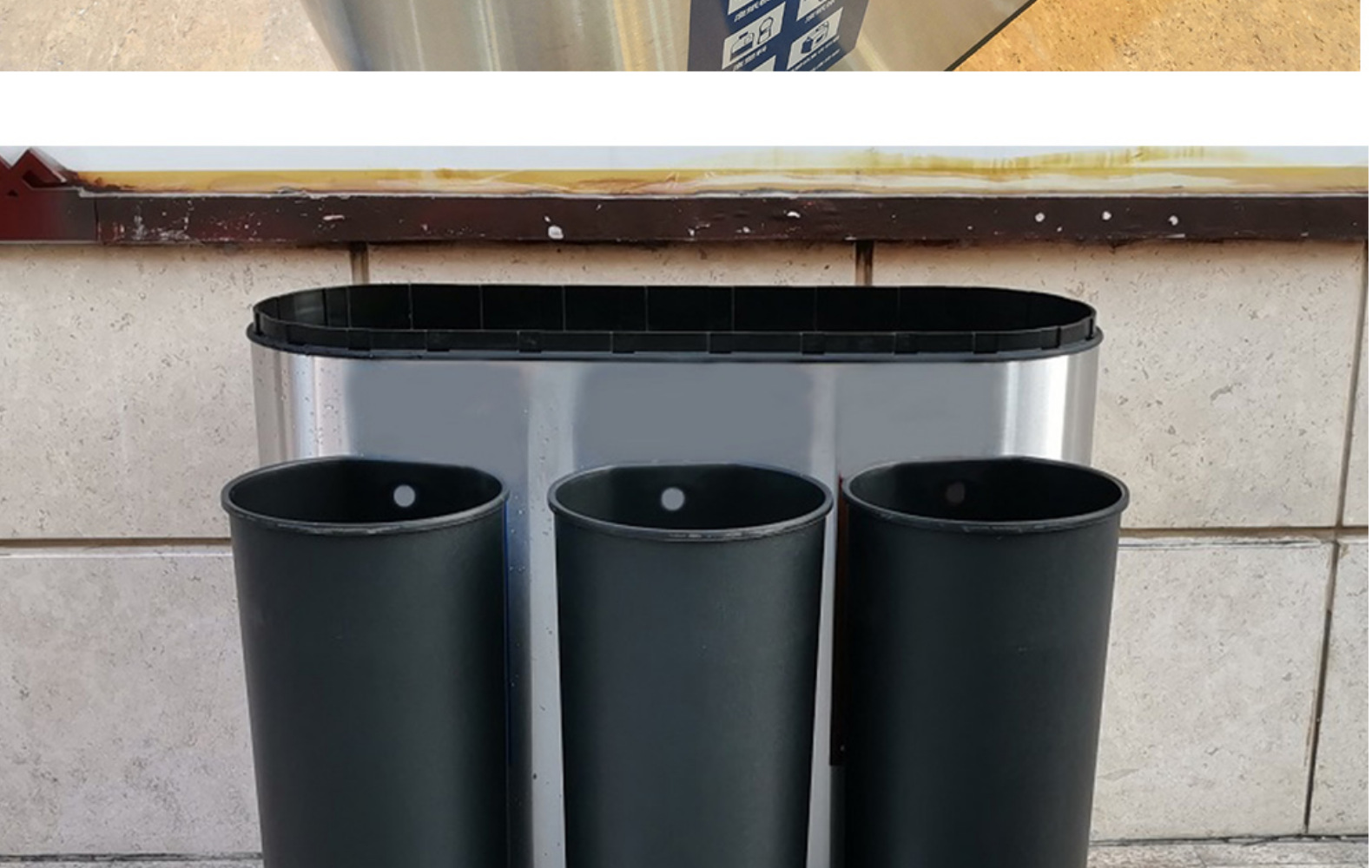 Guangzhou sur GPX-218X3 contenedor de basura de clasificación de gran capacidad para interiores y exteriores tres clasificación cuatro clasificación asiento cubo inferior pic 10