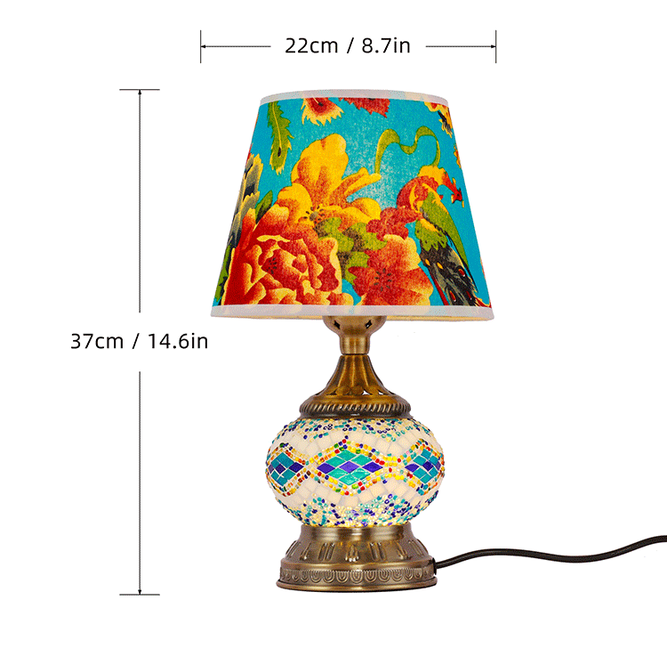 2024 Bohemian fabric lampshade table lamp, handcrafted glass romantic decorative table lamp, bedroom night light pic 11