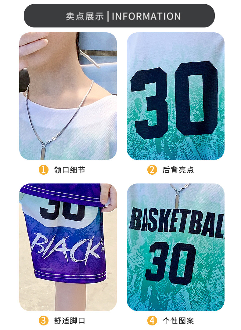 儿童装男童夏装男童篮球服网眼速干套装夏季中大童运动演出服装详情12