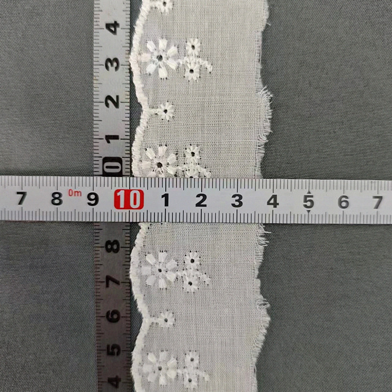 Wholesale of cotton embroidered lace, hollowed-out lace, embroidered skirt hem, clothing accessories, milk silk, perforated, barcode 2.5 pic 44