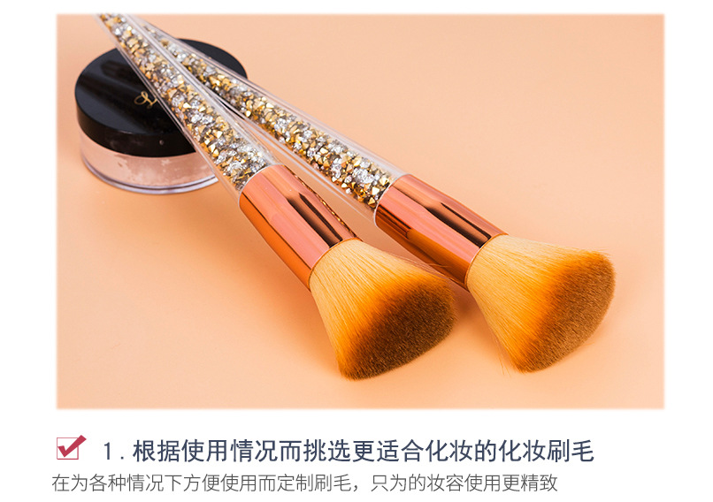 Fine flash acrylic brush handle, single makeup brush, diamond loose powder brush, blush brush, portable and portable beauty tools in stock pic 4