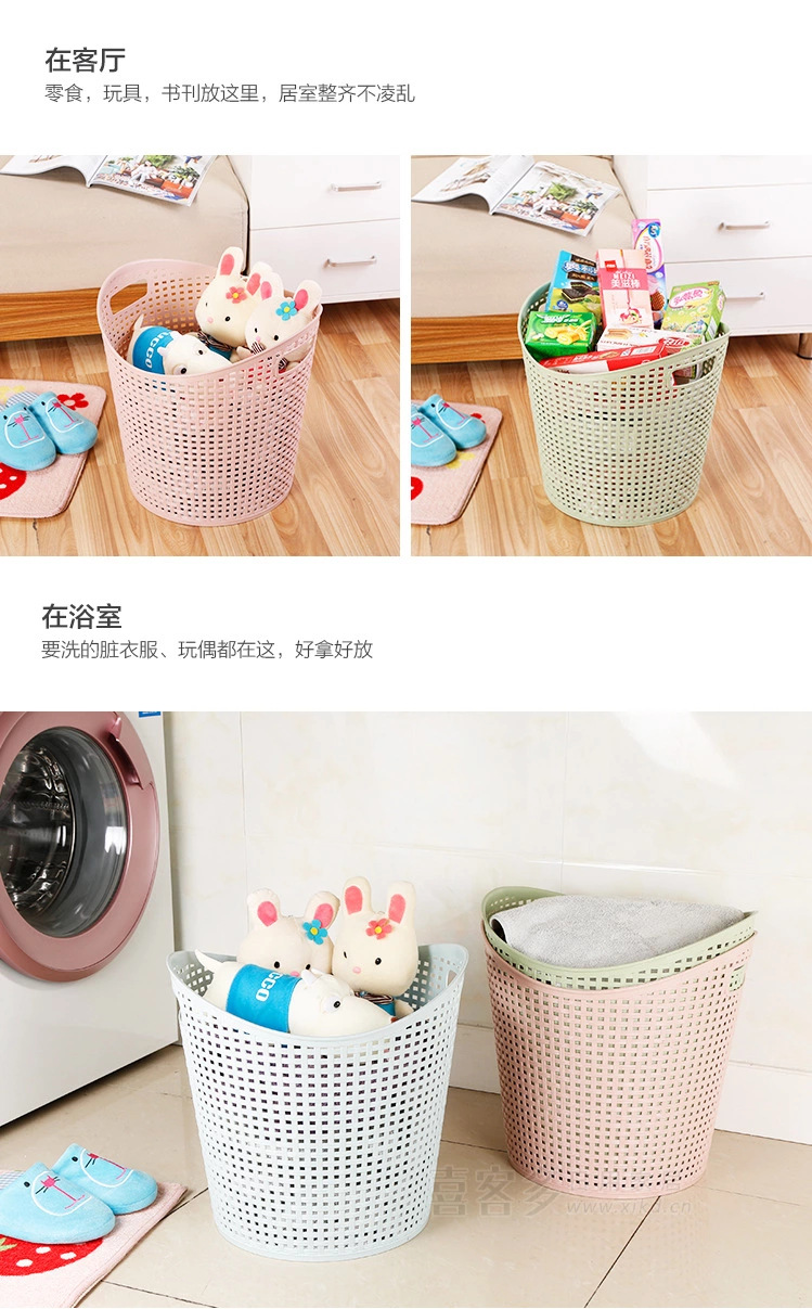 Large thickened rattan storage basket, multi-purpose plastic storage basket, living room toys, clothes, dirty clothes basket, home textile gift pic 4