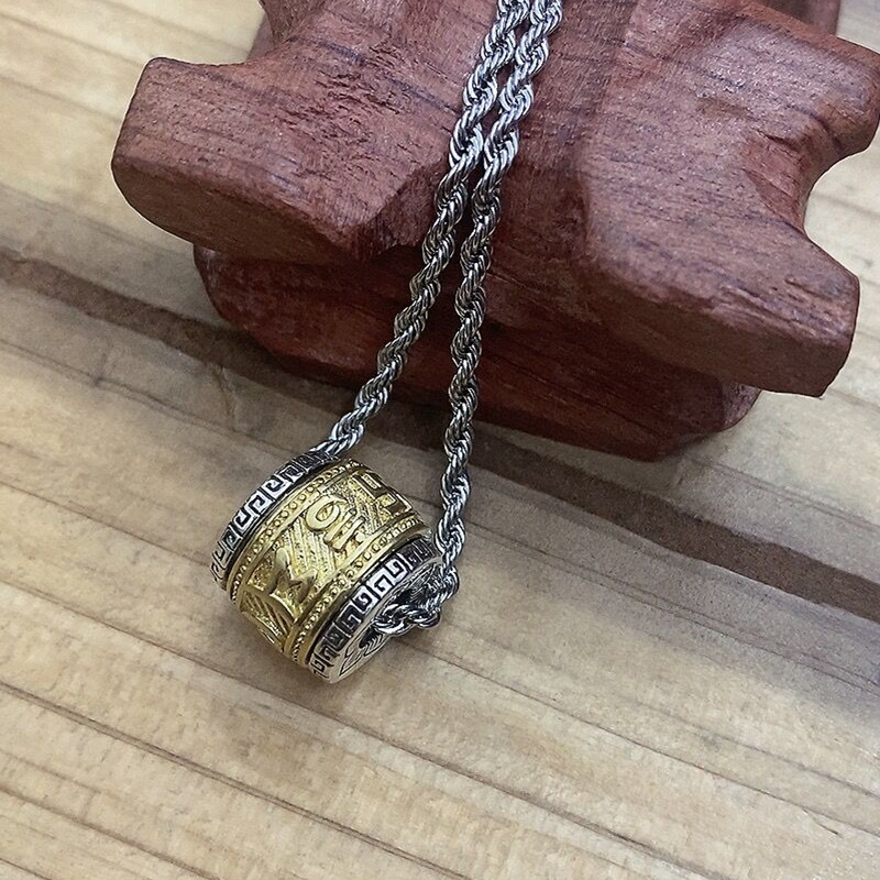 S925 Yintai Silver aged pendant, six-character True Word necklace, retro jewelry, direct sale of birthday gifts for couples, male to female pic 4