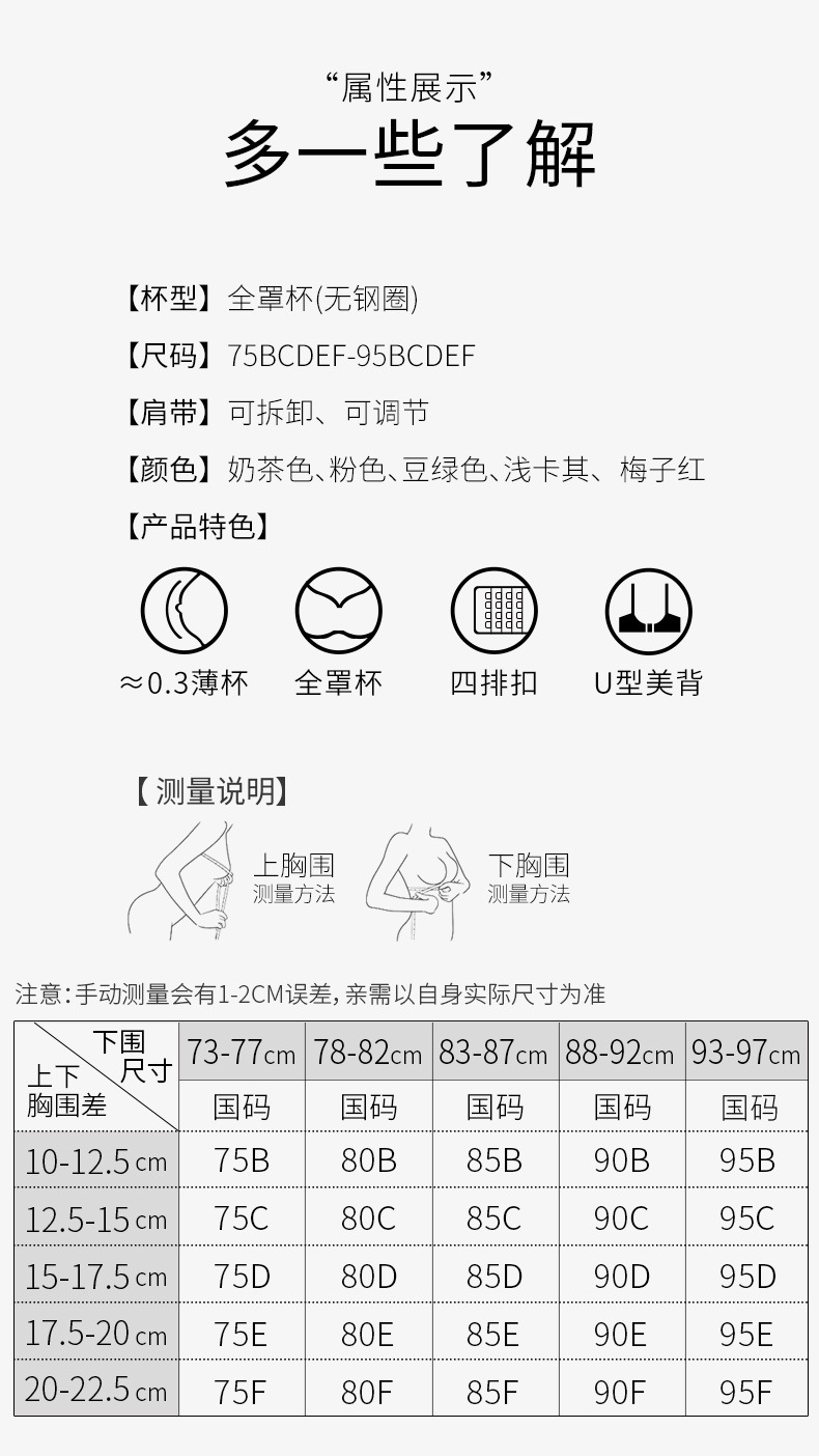 大胸显小薄款无钢圈内衣女聚拢上托性感蕾丝文胸收副乳调整型胸罩详情13