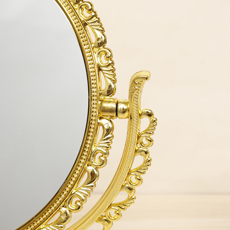 New round makeup mirror in stock, European-style small double-sided dressing mirror, retro detachable and rotatable makeup mirror pic 6