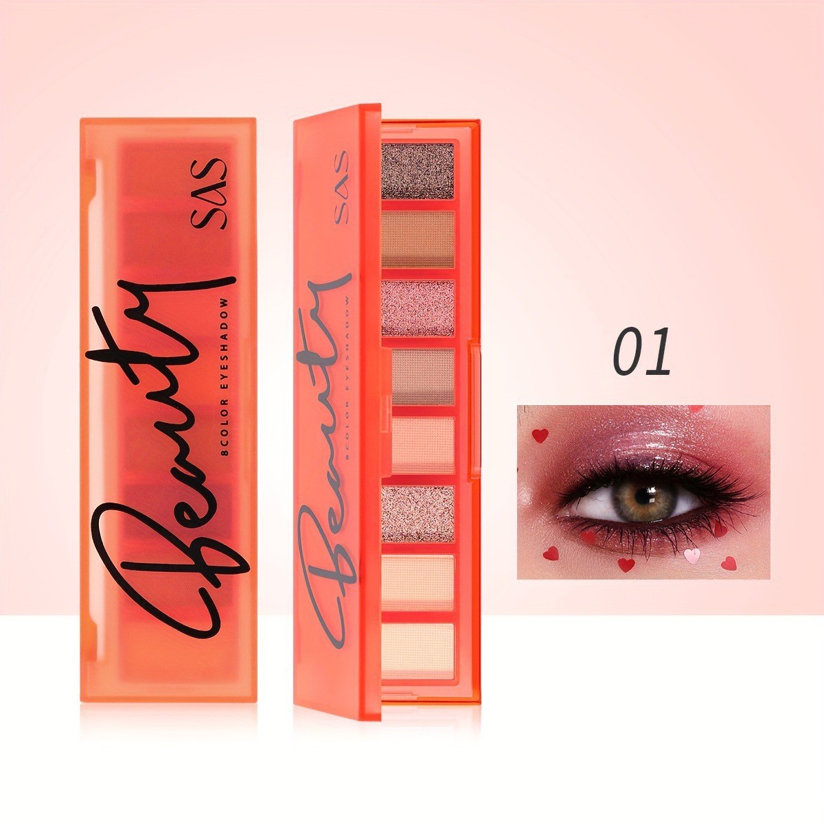 USHAS欧美跨境现货八色眼影盘珠光哑光防水不晕染闪粉眼影SAF038详情12