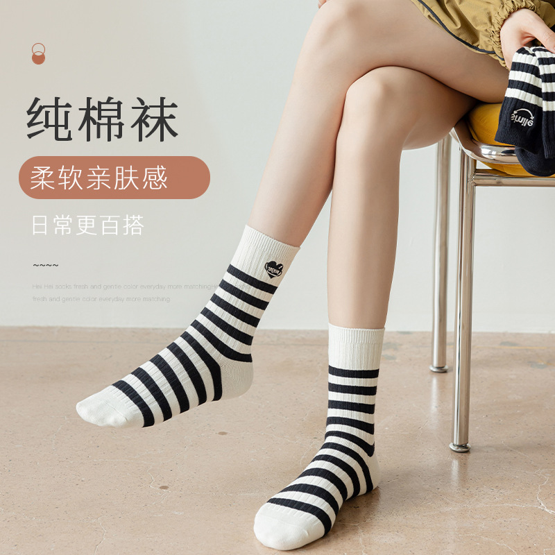 袜子女堆堆袜薄款日系简约棉袜透气纯色百搭中筒袜休闲糖果色袜子详情1