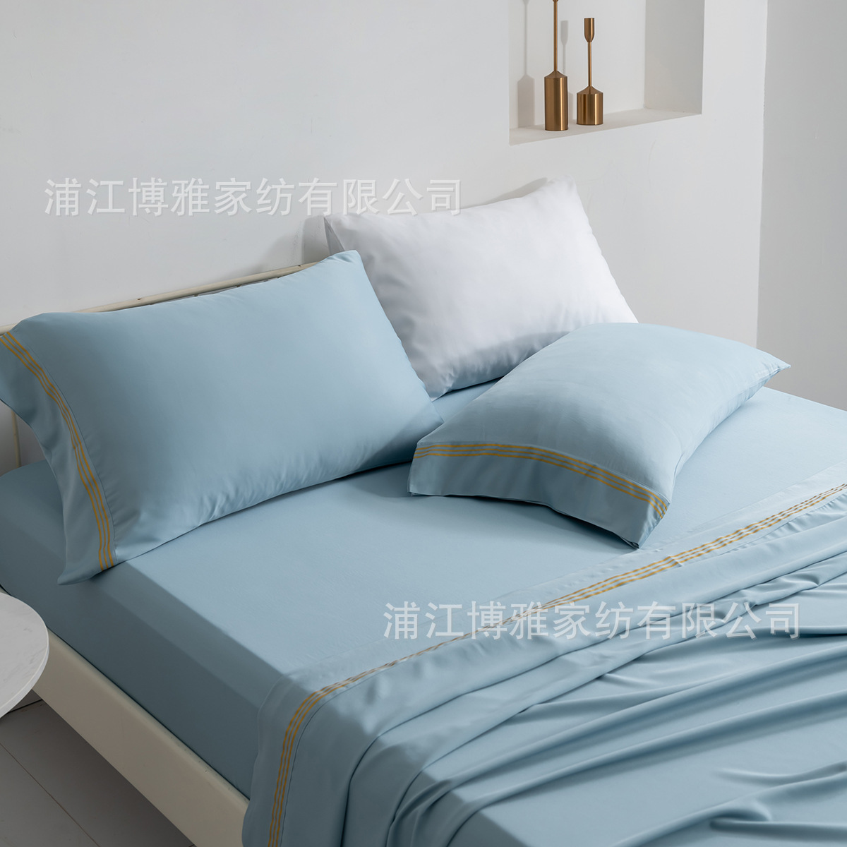 Cross-border exclusive Amazon bedding products, frosted solid color four-piece sets, simple quilt covers, bed sheets and bed caps, factory wholesale pic 14