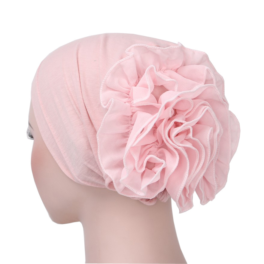 New single-color Muslim chiffon large-sized flower hats, headscarves and Arab headscarves for European and American export are in stock pic 15