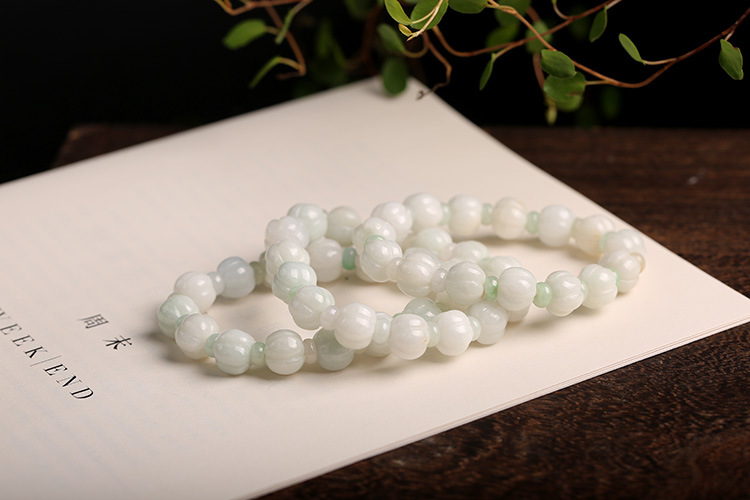 Natural jadeite jade bracelet 10mm, jadeite jade pumpkin bead bracelet, fashionable couple style for men and women pic 9