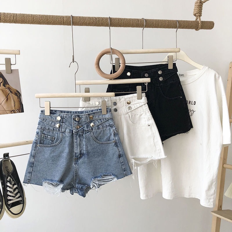 牛仔短裤女2023夏新款韩版高腰破洞显瘦女式牛仔短裤外贸直销批发详情35