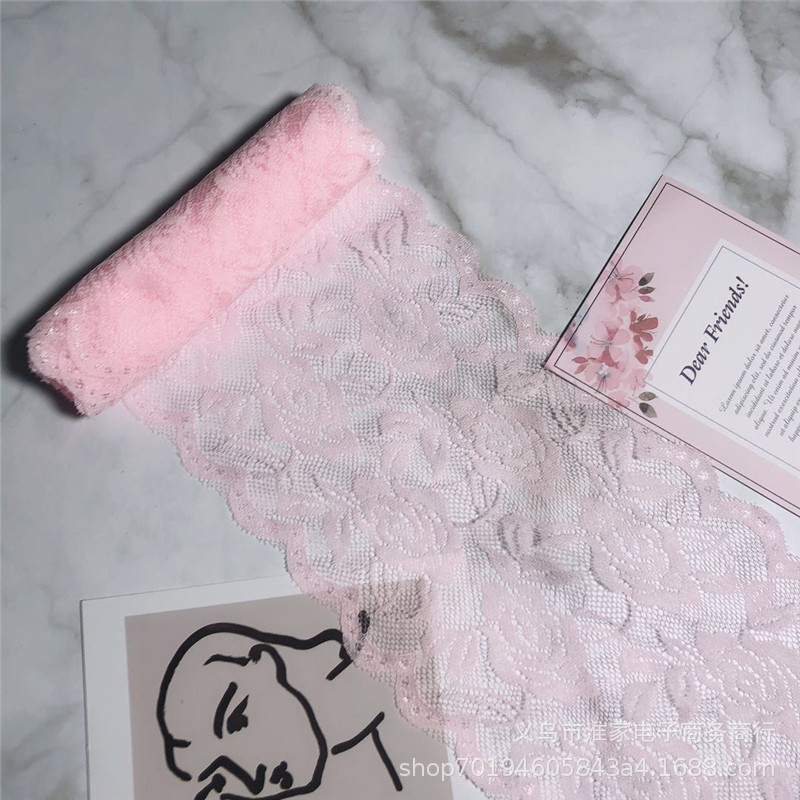 Factory direct sales and immediate supply of elastic lace, nylon 15 cm, spandex lace soft underwear fabric pic 11