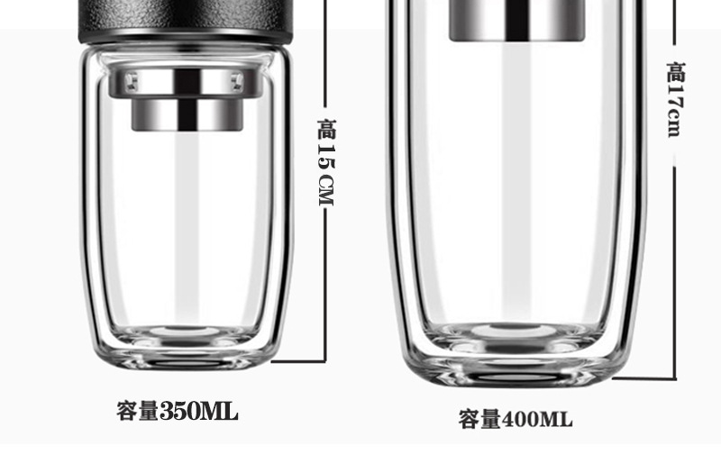 Thickened double-layer glass cups, large-capacity tea-water separation cups, business tea brewing cups, car-mounted goose egg cups, gift printed words pic 48