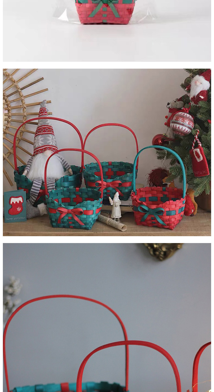 Original wood chip woven small baskets, bows, Christmas gift packaging baskets, flower arrangement baskets, photography props, decorative baskets pic 5
