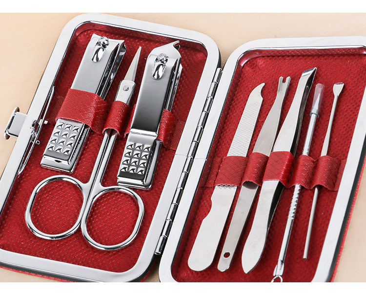 Factory direct sales 8-piece nail clipper set, solid color nail care tools, beauty and manicure multi-functional nail clipper set pic 12