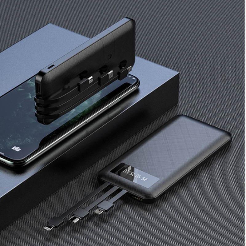 Ultra-thin portable power bank with built-in cable, 10000mAh power bank with stand, gift power bank pic 4