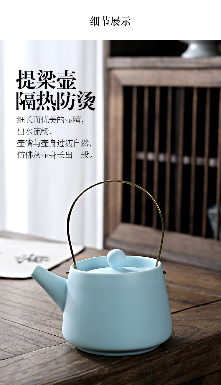 Light luxury household simple color glaze Gongfu tea set, company event business gift, factory direct supply, logo printable pic 6