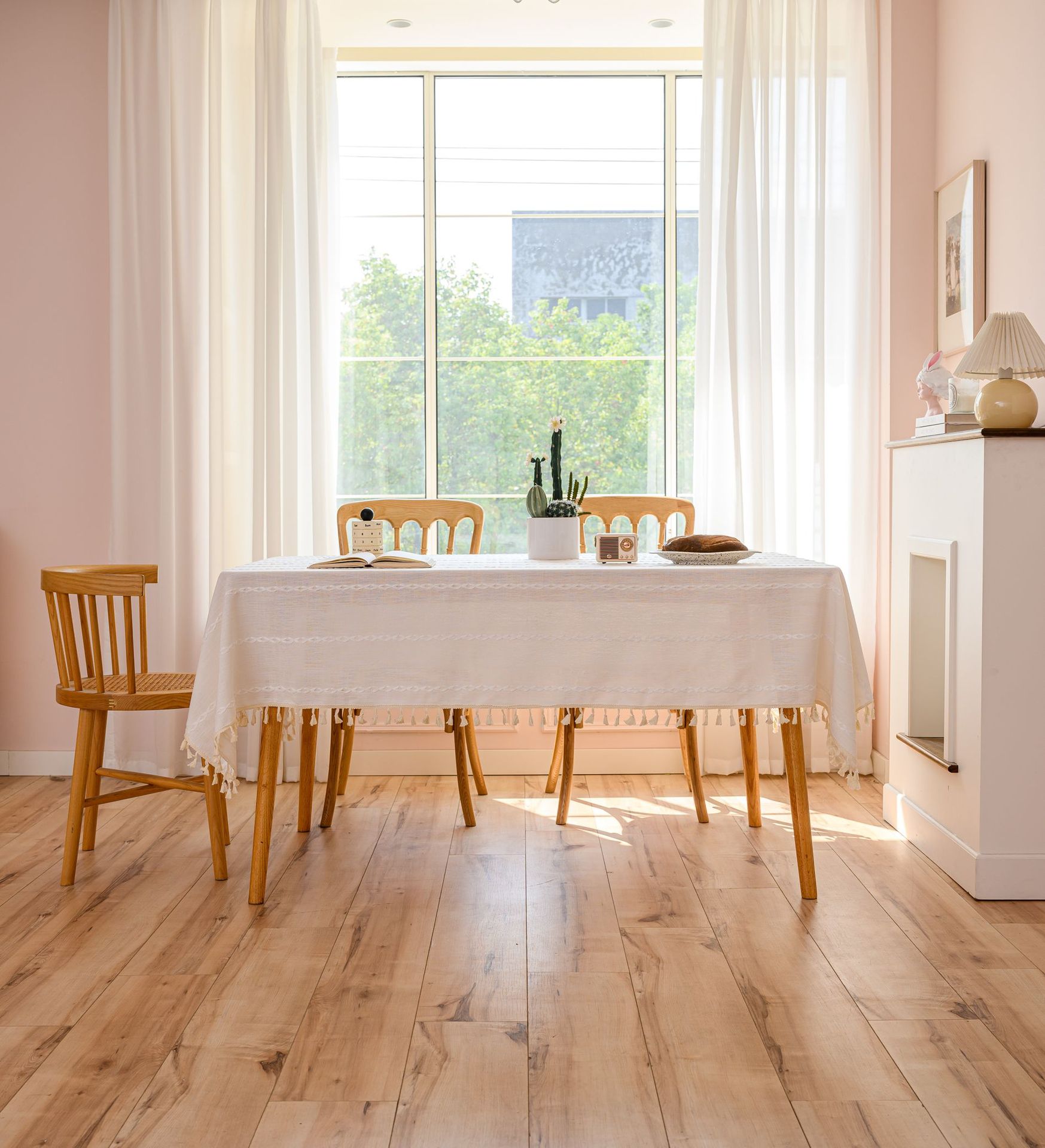 Cross-border three-dimensional embroidered striped tablecloth, popular black solid color, white cotton and linen tablecloth cover, fabric outdoor party pic 6