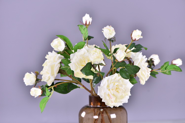 Lanjin wholesale artificial flowers 3-head roses, wedding and home silk flowers, high-end decorative artificial flowers, hand-held roses, multi-head roses pic 30