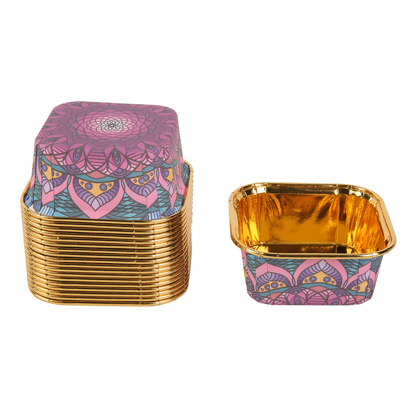 中东款蛋糕纸杯波西米亚风蛋糕纸单面金正方形蛋糕杯详情13