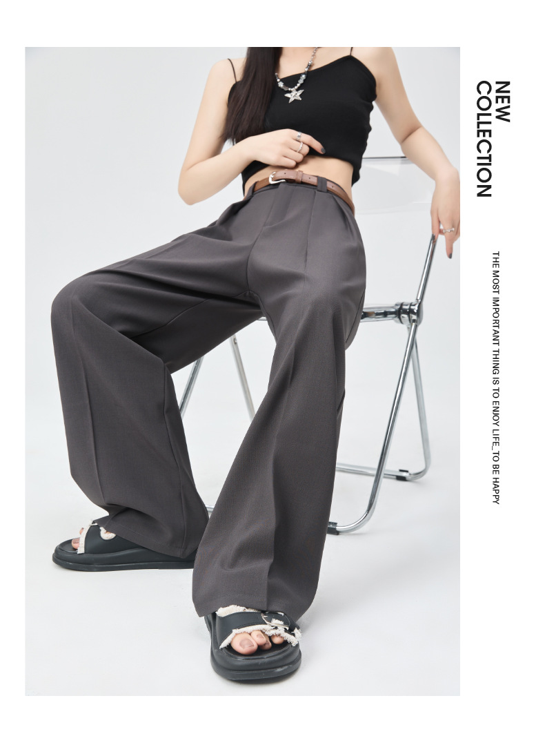 白色西装裤女夏薄宽松小个子直筒坠感休闲裤子高品质窄版阔腿长裤详情22