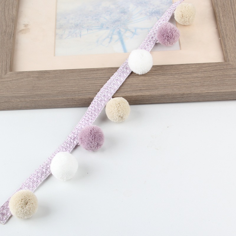 Curtain lace, three-color bayberry balls, side edge, European lace edge, sofa accessories, decorative parts, spliced black pic 14