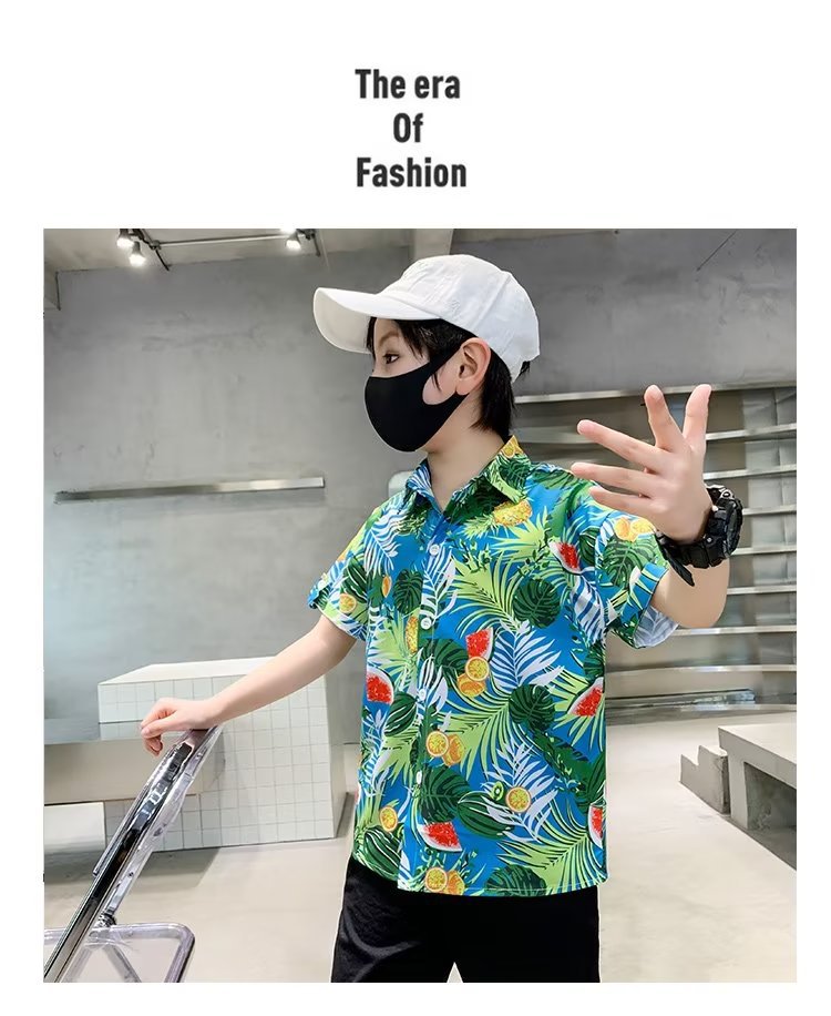 童装男童短袖衬衫儿童春夏装花衬衣2023新款宝宝夏装洋气上衣潮详情11