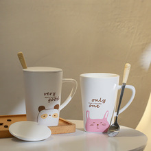 创意日式手绘陶瓷泡面碗带盖带把大容量学生泡面杯便当碗饭碗代发详情7