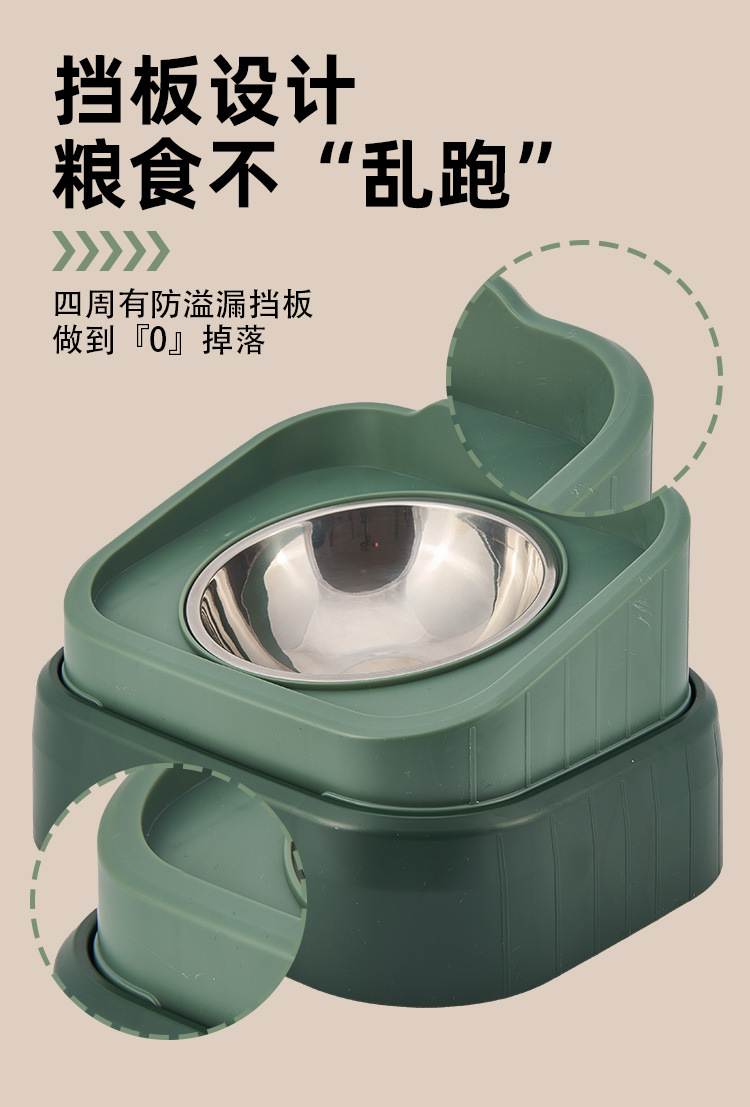 New type of pet food bowl, ceramic stainless steel dog food bowl, detachable and separable, single anti-choking slow food bowl with a stand pic 7