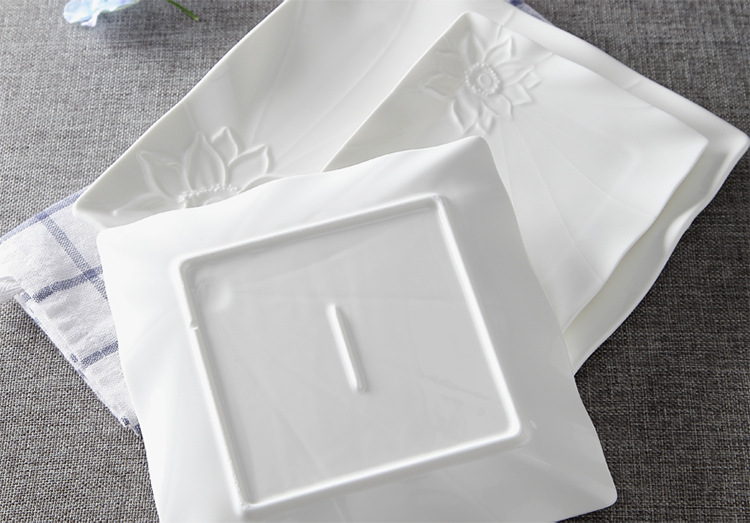 白色陶瓷骨瓷西餐盘子意面盘正方盘菜盘牛排盘点心碟西式餐具平盘详情7