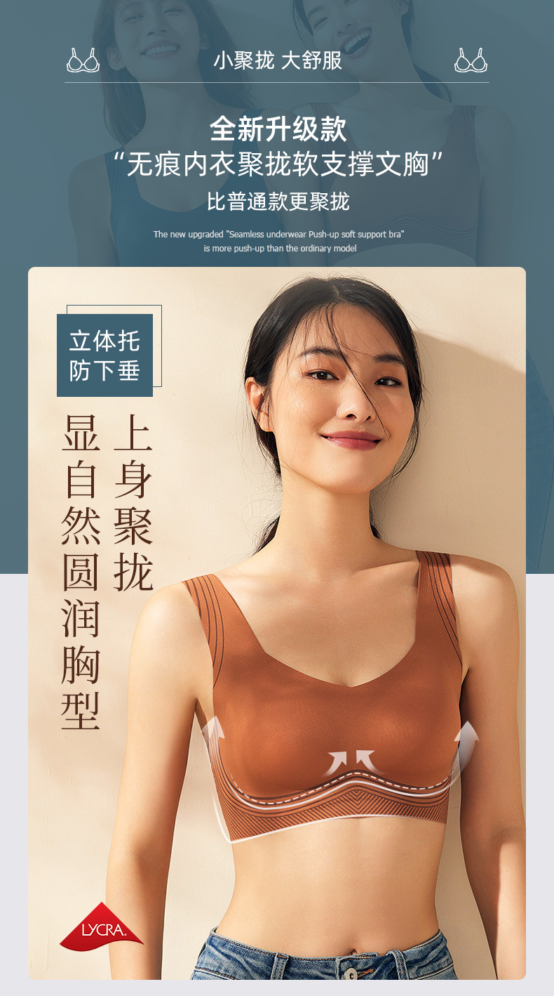 加工定制无钢圈背心式软支撑无痕内衣女小胸聚拢文胸收副乳防下垂详情22
