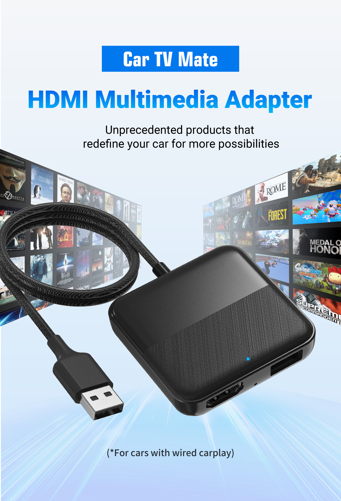 New product CA361 in-car carplay screen Projector tv box TV Box hdmi converter pic 3