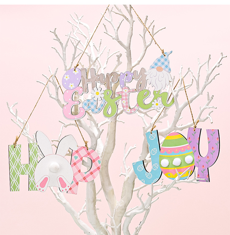 Cross-border new products: Haobei Easter Decorative wooden pendants, Easter rabbit egg pendants, and hanging ornaments pic 8