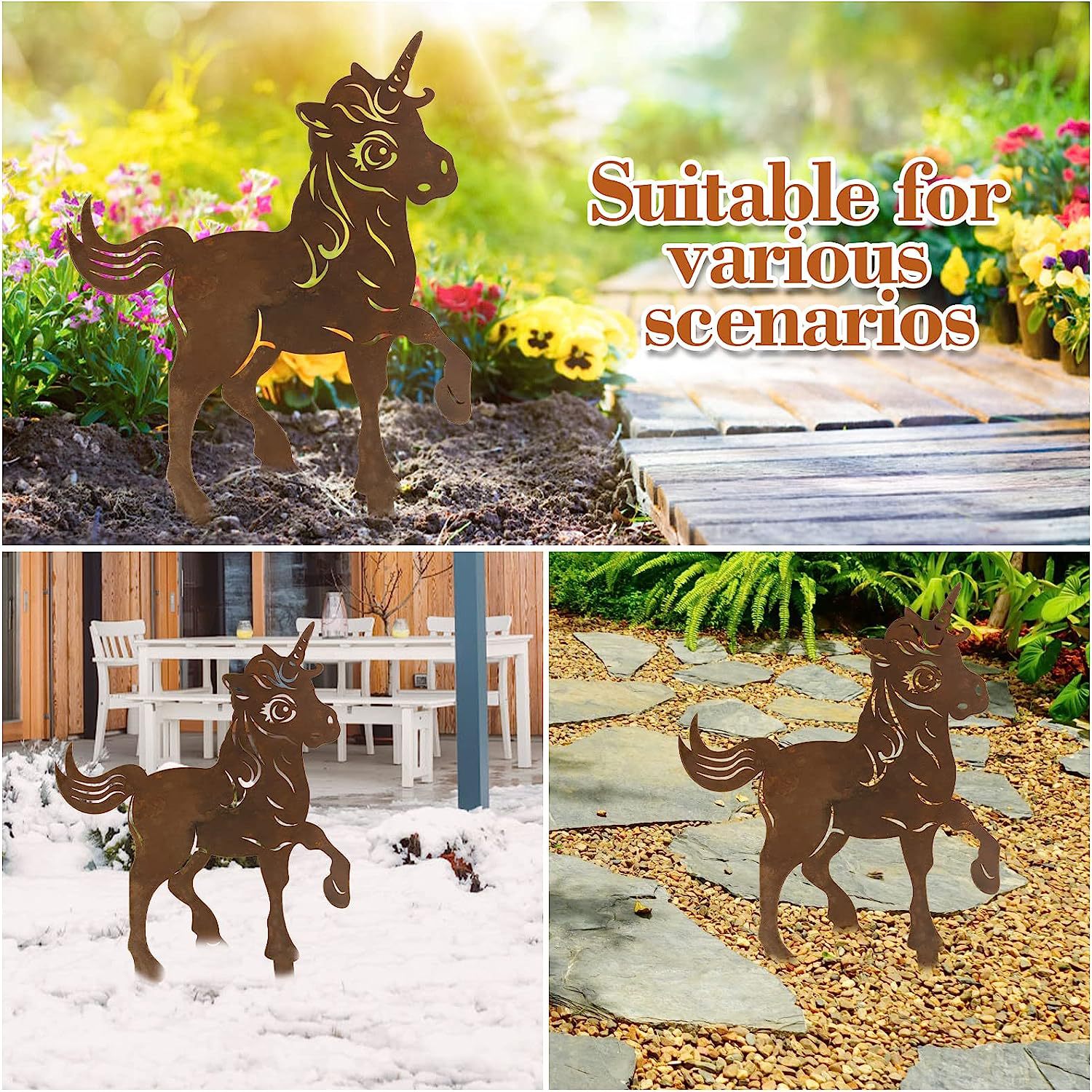 跨境生锈的独角兽小狗剪影圣诞装饰铁艺花园剪影金属庭院工艺品详情5