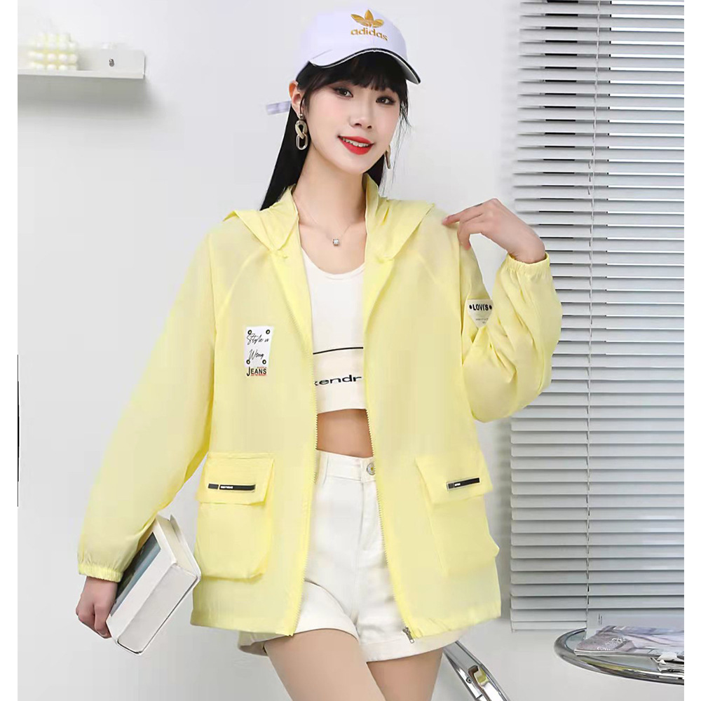 English large-sized short sun-protective clothing for girls, 2022 sun-protective clothing for girls, student uniform, Korean style thin loose mesh jacket pic 2