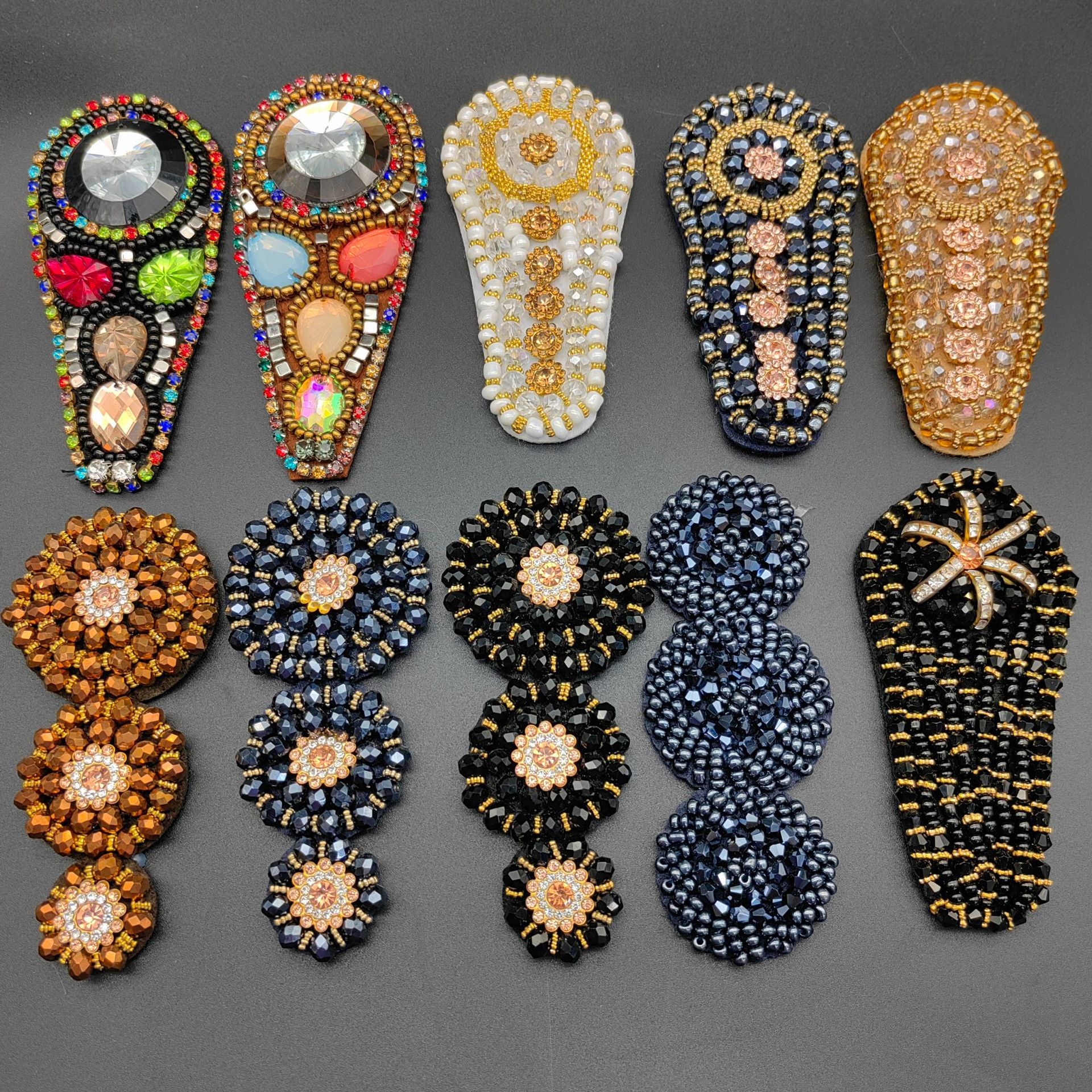 国潮批发复古手缝串珠鞋花民族风辅料配件手工小米珠布贴鞋帽包包配饰详情3