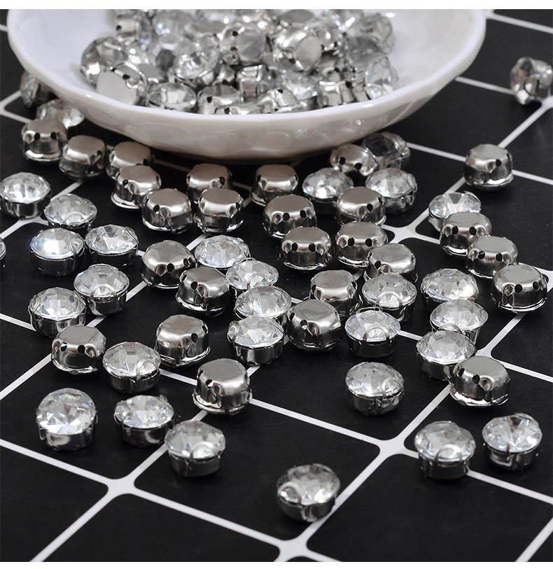 不锈钢双耳不钩线D型爪压克力金属装饰花托 手缝钻金属花托分销详情16