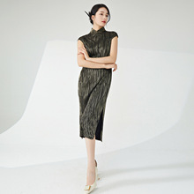 高档礼服三宅时尚连衣裙热卖新款法式收腰高弹褶皱气质优雅长裙子详情3